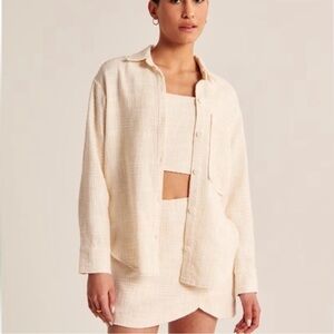 Abercrombie & Fitch Three Piece Matching Tweed Set Skort Oversized Shirt Tank